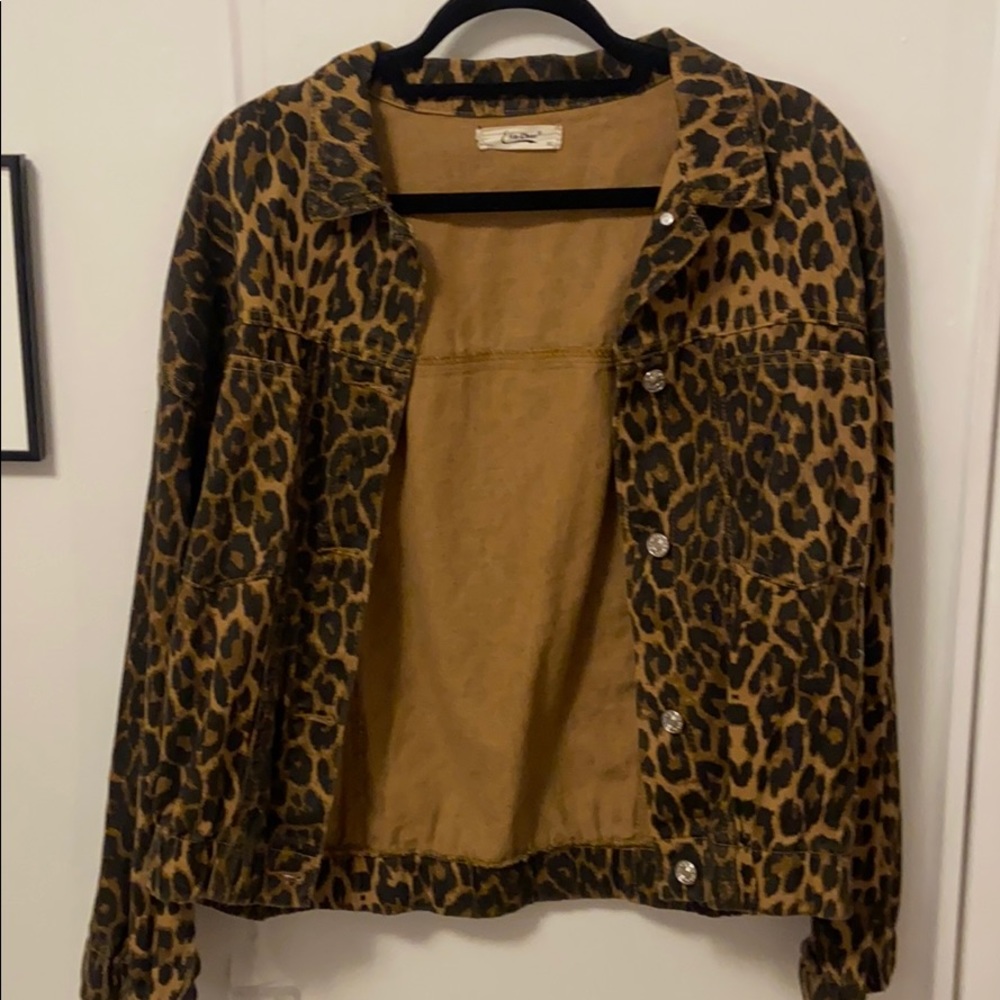 Cheetah print denim jacket